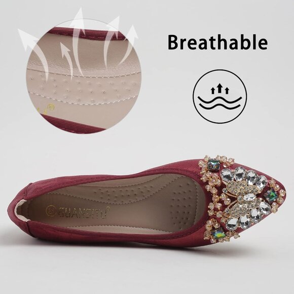 🆕Women's Red Ballet Flat Shoes Wedding Flats Slip Comfortable on Flats - Picture 3 of 7